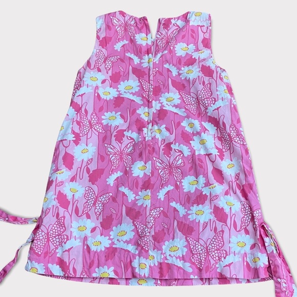 Vintage Lilly Pulitzer white label pink butterfly daisy print shift side pocket